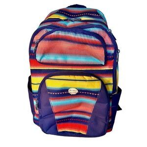 Roxy Bohemian Aztec Print Colorful Multi-Pocket Laptop Compartment Back